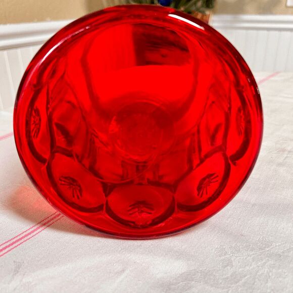 Vintage L.E. Smith Glass Moon and Stars Amberina Medium Lidded Canister - Picture 7 of 7